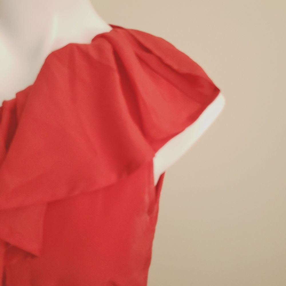 Francesca's Ruffle One Shoulder Red Dress Medium - Picture 3 of 10